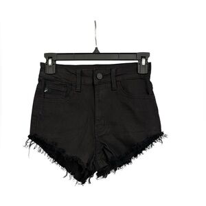 Kancan Black Cut Off Fringe Raw Hem Jean Denim Shorts